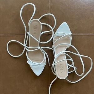 VICI Women's White Strappy Heels